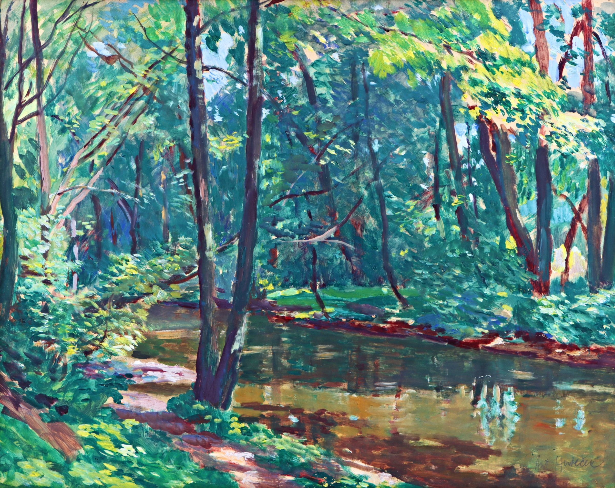 Artwork by Antonín Hudeček, Říčka u Častolovic, Made of oil on cardboard