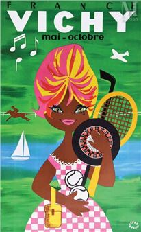 LEFOR OPENO Vichy Mai Octobre ( Brigitte Bardot ) Vichy Mai Octobre ( Brigitte Bardot ) Lalande - Courbet Wissous 1 Affiche Non-Entoilée / Vintage Poster on Paper not lined T - Lefor Openo