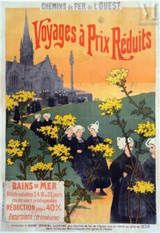 FRAIPONT GUSTAVE Bains de Mer Voyages à Prix Réduits Chemins de Fer de L'Ouest Bains de Mer Voyages à Prix Réduits Chemins de Fer de L'Ouest F & M - Gustave Fraipont