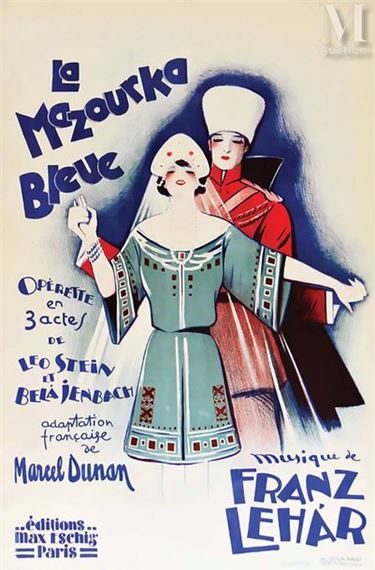 DOLA GEORGES Mazourka Bleu Musique de Franz Lehar Mazourka Bleu Musique de Franz Lehar Dola Paris Affiche entoilée/ Vintage Poster on Linnen T by Georges Dola, circa 1900