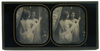 Study of female nude with mirror, circa 1850-1855 - Alexis Gouin