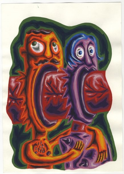 Artwork by Frédéric Bouteiller, 1966) known as Freddy CATS, Made of gouache drawings on paper