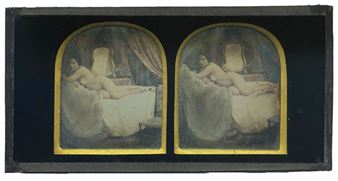 Study of female nude with mirror, circa 1855 - Alexis Gouin