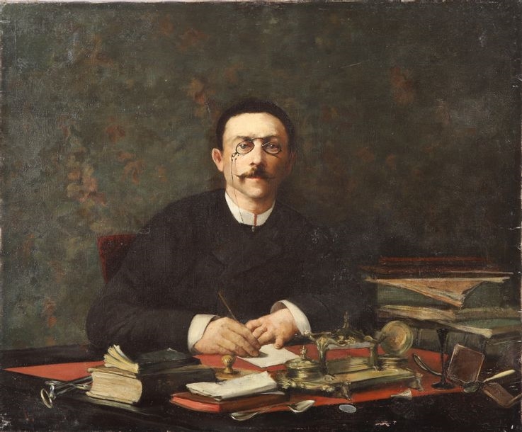 Artwork by Alfred Puissant, Portrait of a man at his desk, Made of oil on canvas