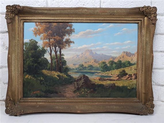 A MOUNTAIN LANDSCAPE WITH RIVER by J. T. Fasciotty