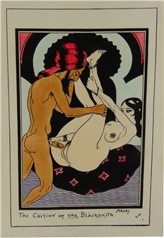 Joseph Malay woodcut print depicting Middle Eastern Persian/Arabian artwork - Joseph Malay