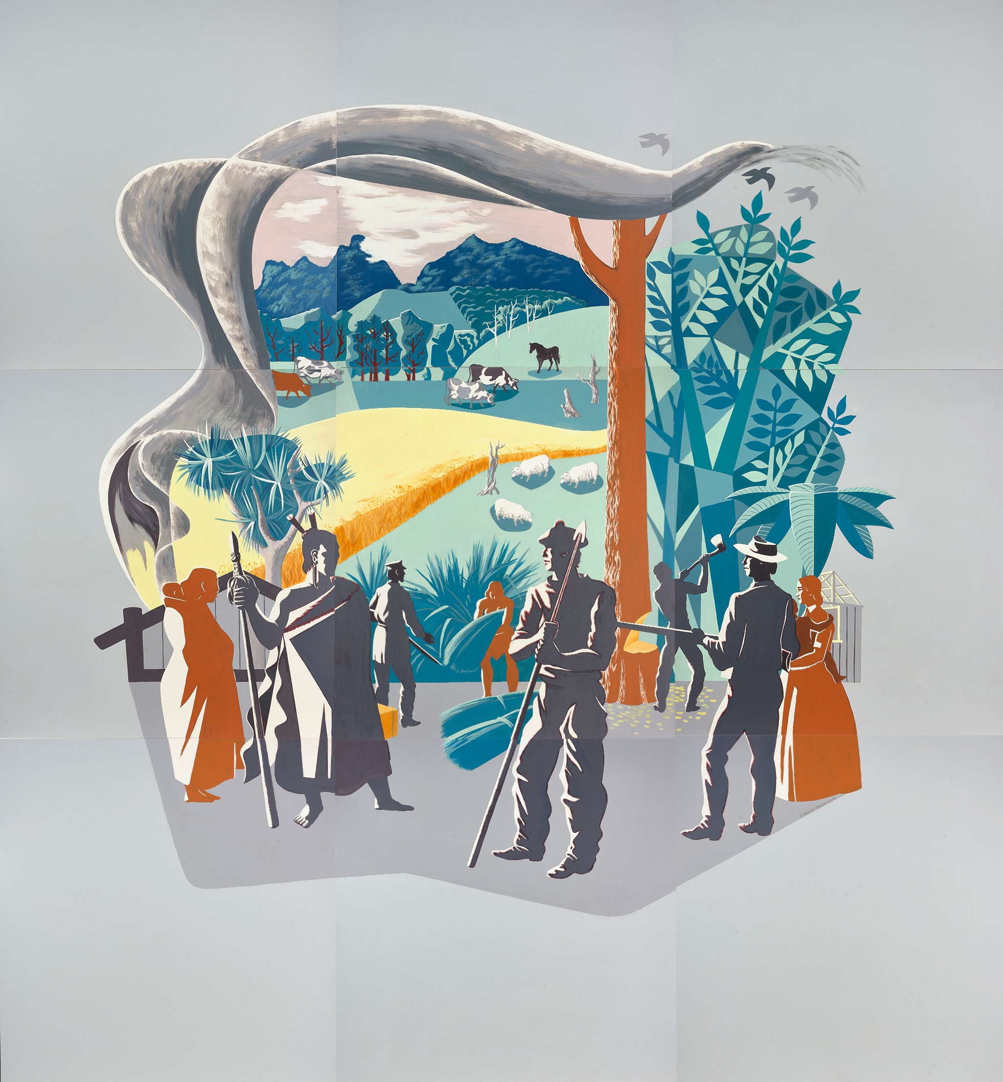 E. Mervyn Taylor | Mural for the Wairoa Centennial Library, Hawke’s Bay ...