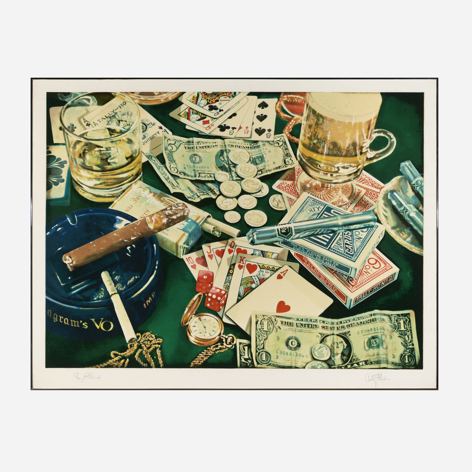 Artwork by Audrey Flack, Royal Flush, Made of screenprint in colors on wove paper