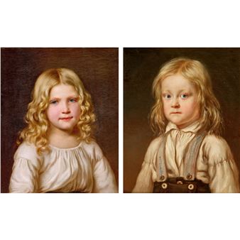 Mädchen- und Knabenbildnis - Johannes Mettler