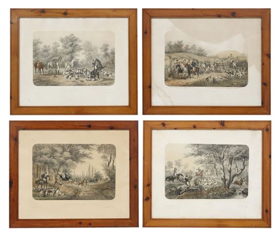 STAG HUNTING SCENES - Auguste de la Devansaye