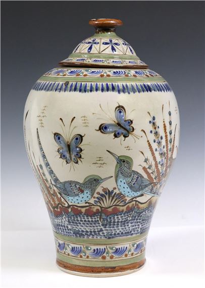 Ken Edwards | Mexican folk art pottery lidded vase | MutualArt