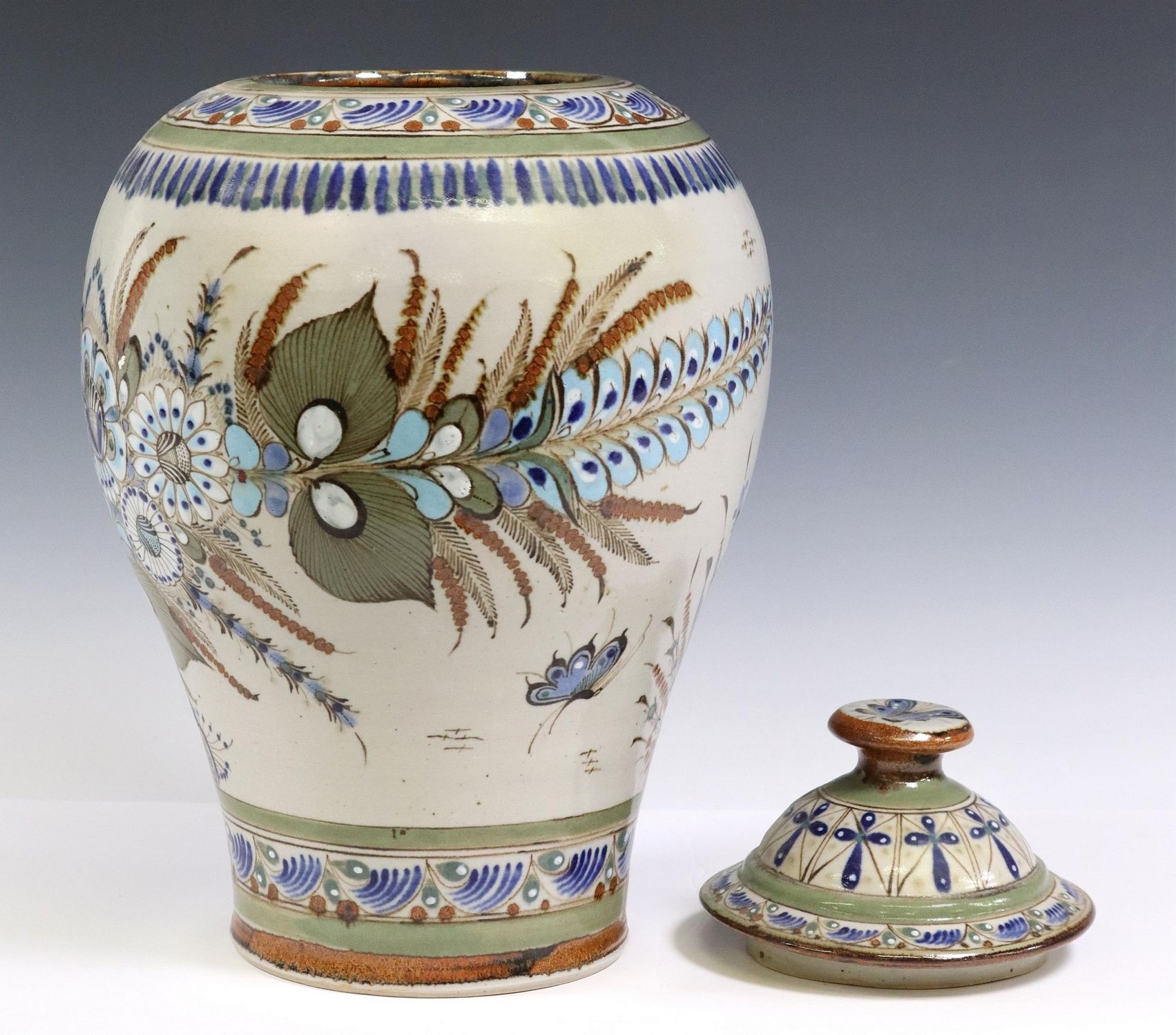 Ken Edwards | Mexican folk art pottery lidded vase | MutualArt