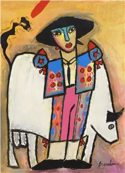 Woman with Bull - Juan Breceda