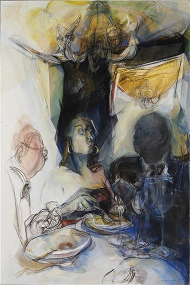 DINNER AT THE ARTS CLUB by Manar Al Shouha, dated 2023