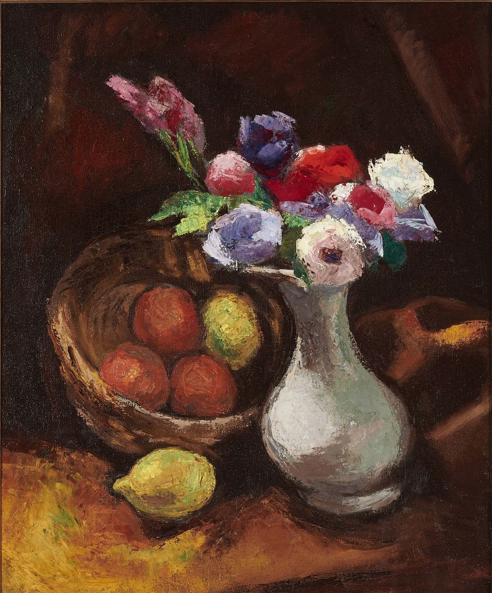 Roderic O'Conor | Still Life Study with Fruit and Pottery on a Mahogany ...