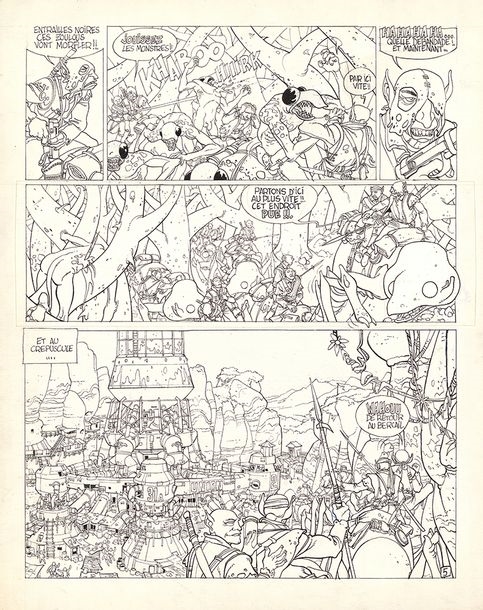 Artwork by Arnaud Dombre, Encre de Chine sur papier pour la planche 5 de l'album