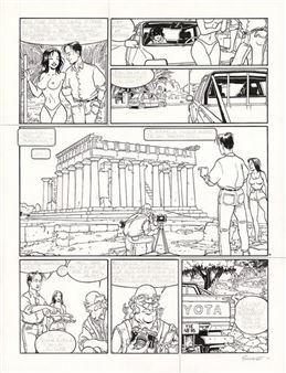 Encre de Chine sur papier pour la planche 23 du premier album de la série - Buche