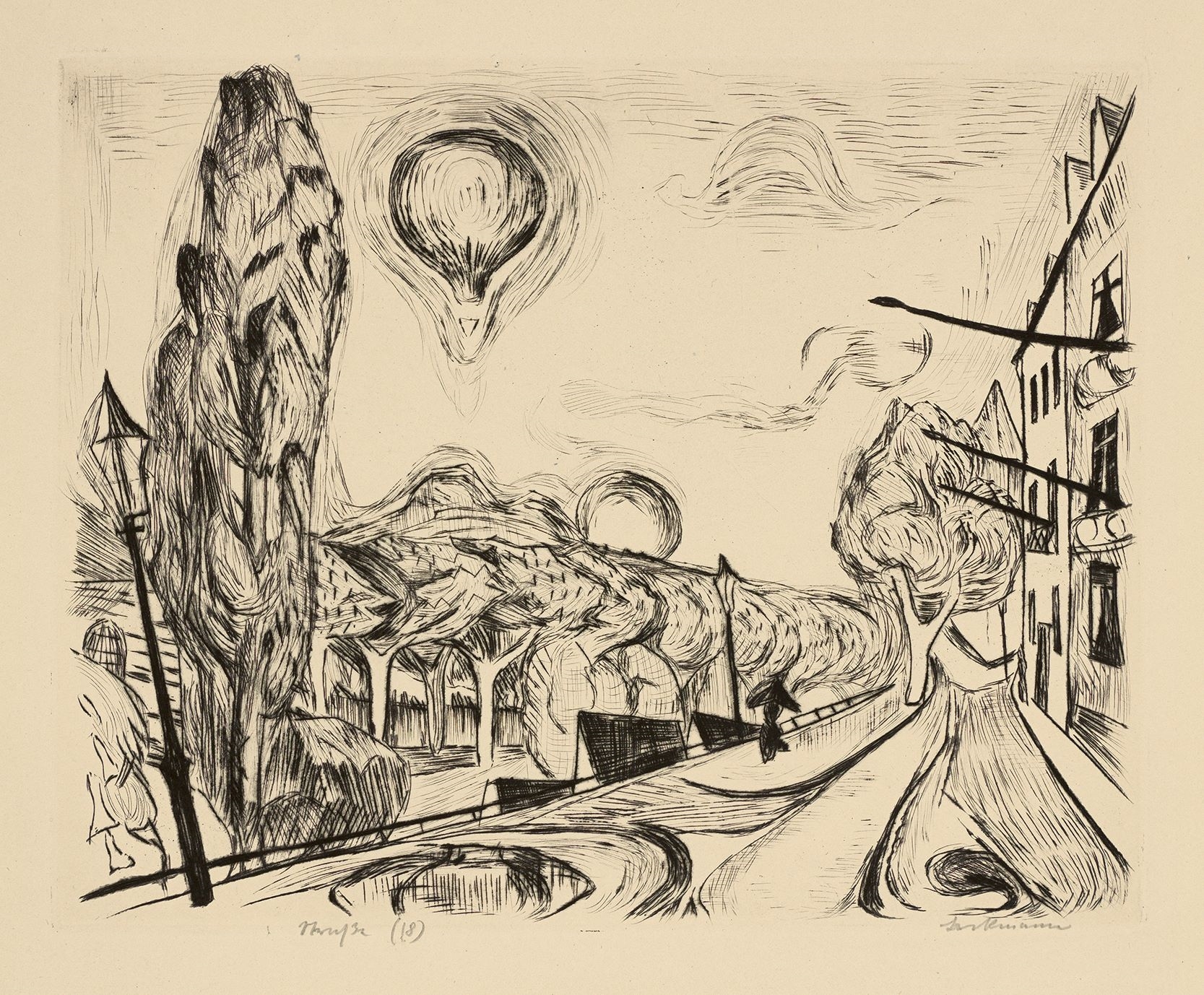 Artwork by Max Beckmann, ”Gٱ”., Made of Original half vellum portfolio with 19 drypoint etchings, each on Japan paper