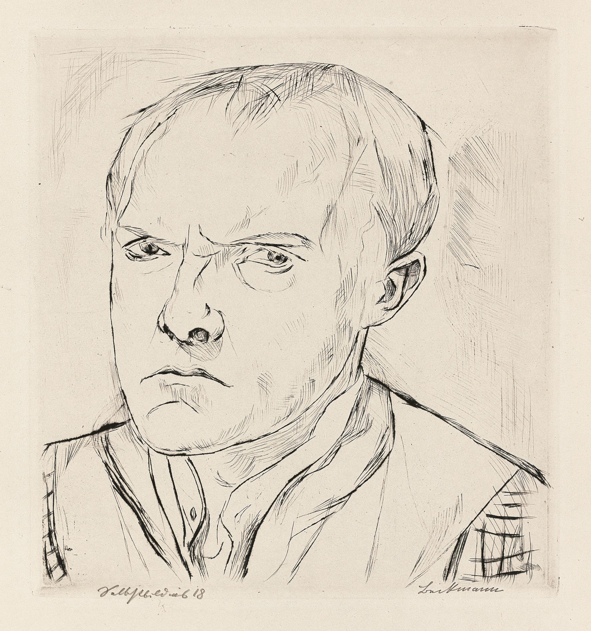 Artwork by Max Beckmann, ”Gٱ”., Made of Original half vellum portfolio with 19 drypoint etchings, each on Japan paper