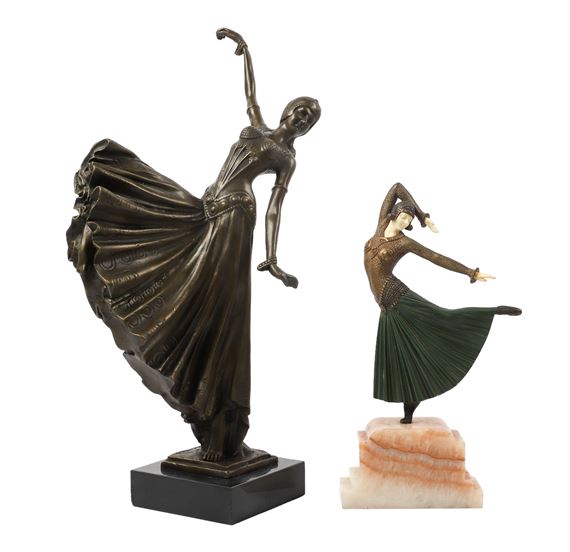 ブロンズ像　神　D.H. CHIPARUS DANCER　アールデコ　彫刻家 Chiparus Bronze Dancer Sculpture – Elegant Art Deco Figurine