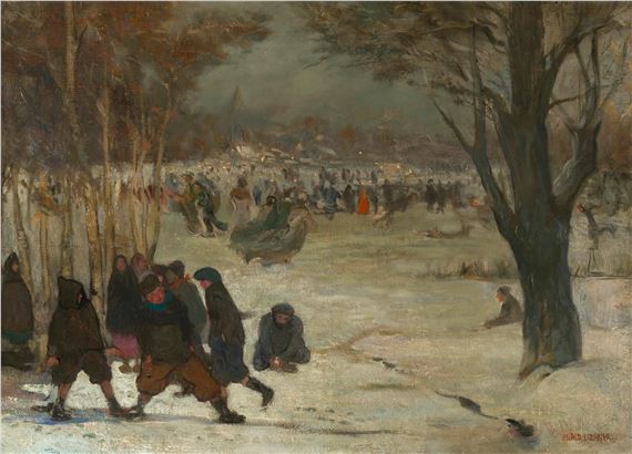 Scène hivernale de patinage by Fernand Allard L'Olivier