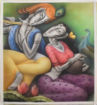 Radha Krishna (Peacock) - Ramesh Pachpande