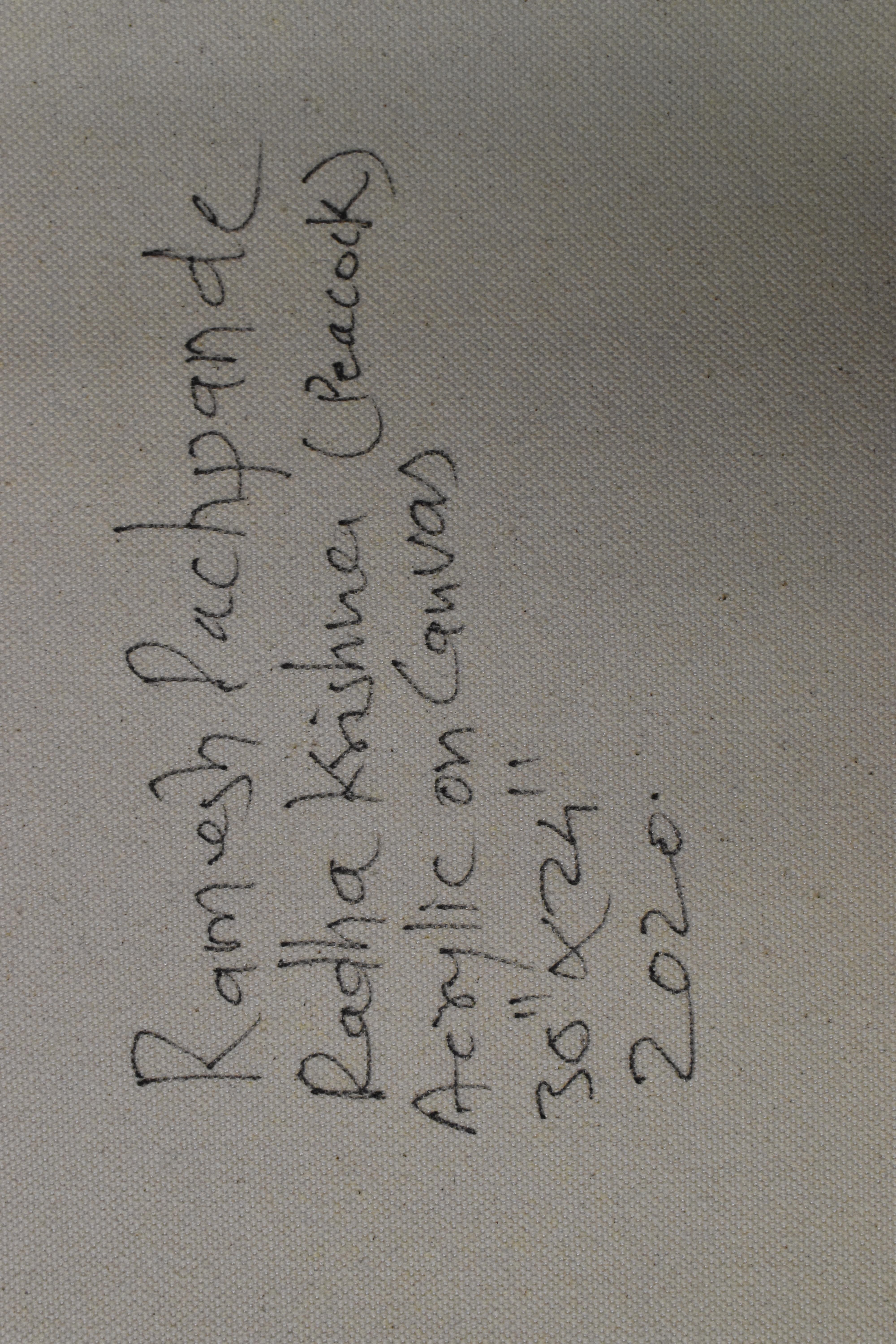 Artwork by Ramesh Pachpande, Radha Krishna (Peacock), Made of acrylic on canvas