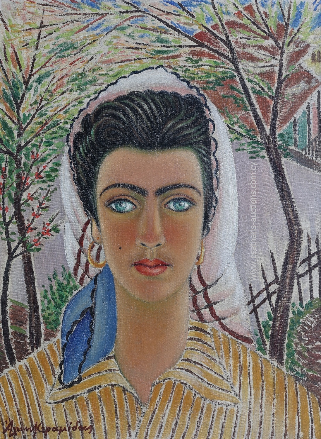 Artwork by Alkis Keramidas, Cypriot girl, Made of Oil on hardboard