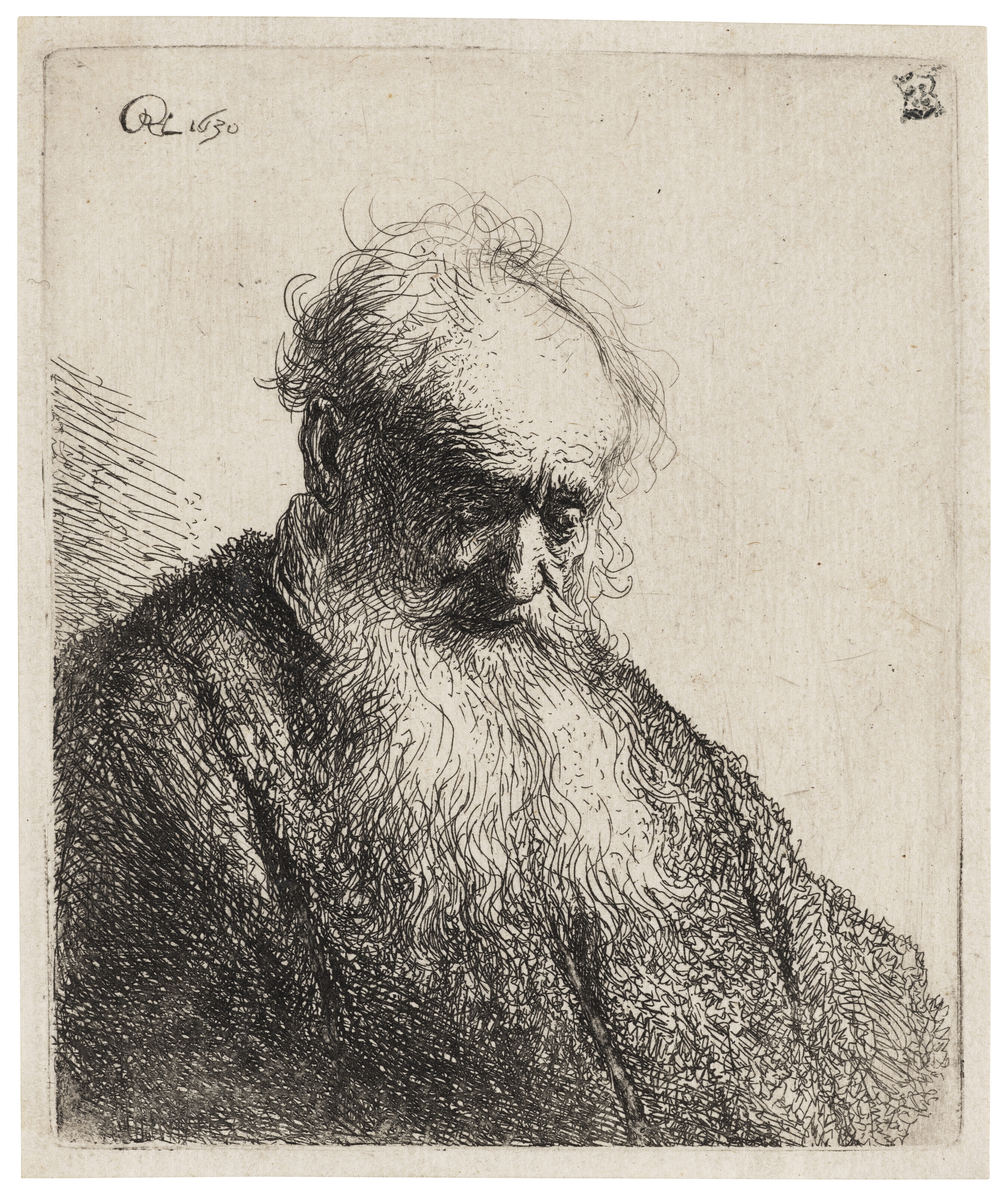 Rembrandt van Rijn | Old Man with a flowing Beard (1630) | MutualArt