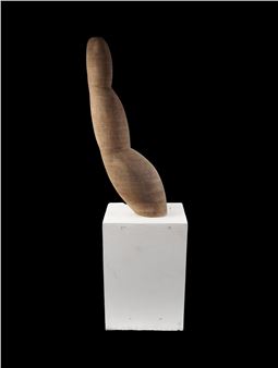 Untitled abstract sculpture composed of stacked wooden discs - Michel Bérard