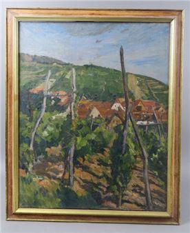 Huile sur toile signée en bas à gauche H - Augusta de Bourgade