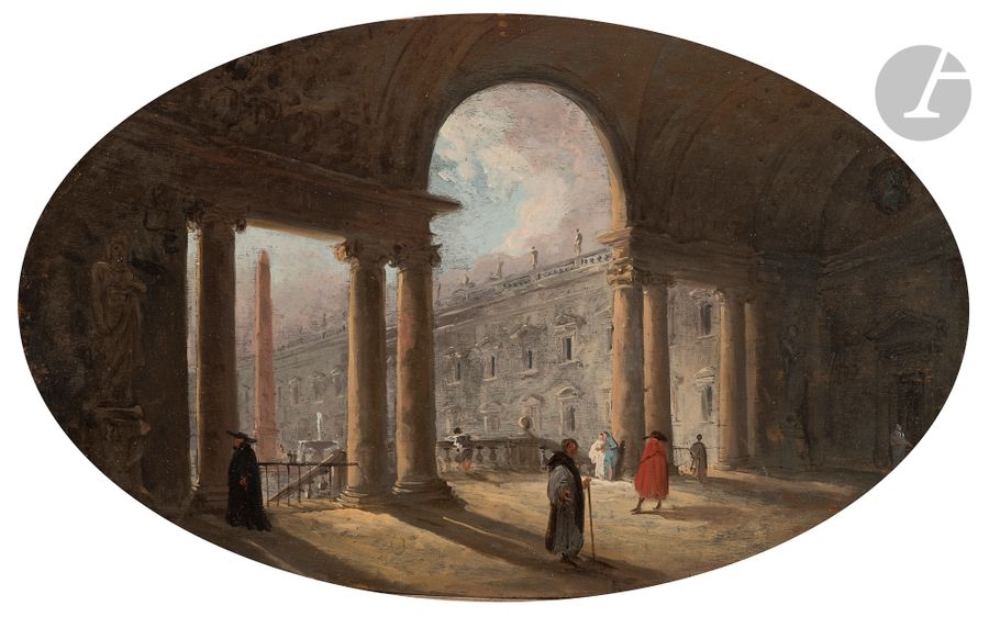 Hubert Robert | Patio in Rome | MutualArt