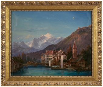 Blick auf einen Schweizer See im Mondlicht - Hermann Seefisch