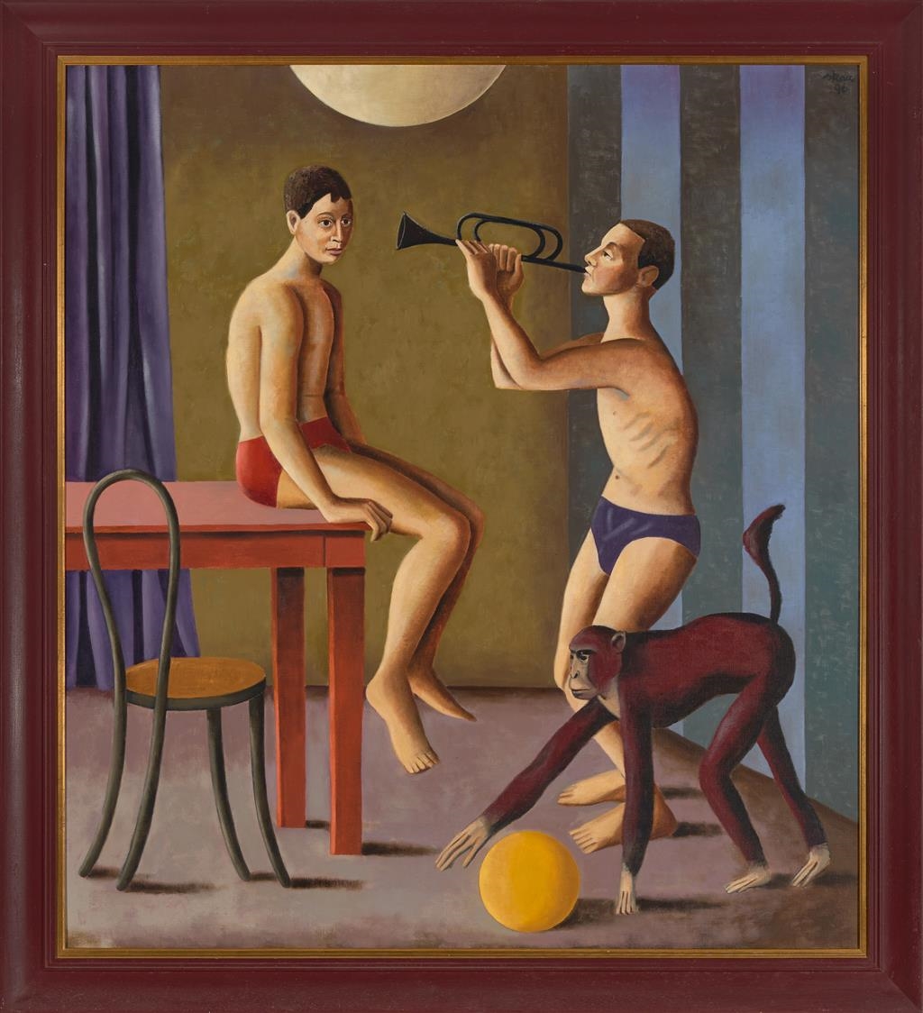 Artwork by Al Skaw, Pablo's Trumpet, Made of oil on linen