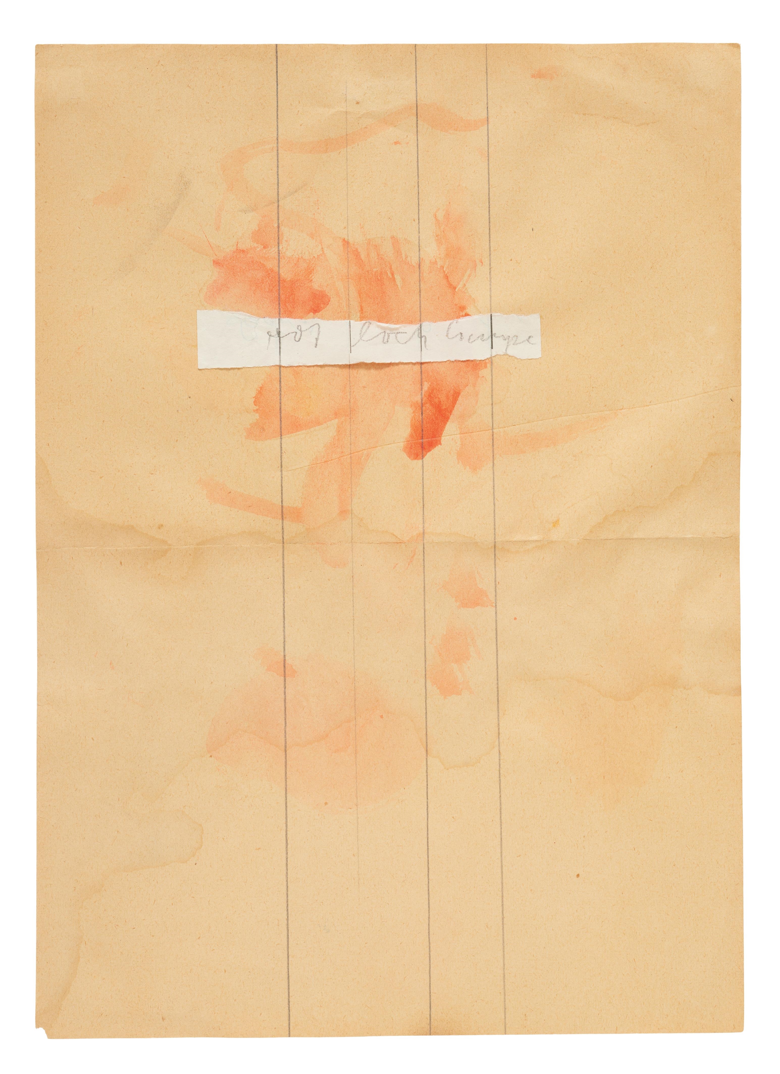Artwork by Joseph Beuys, Rot, Loch, Lampe, Made of Watercolour and pencil, collaged with paper, on paper