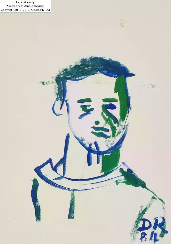 Artwork by David Robilliard, Self portrait, Made of gouache on paper