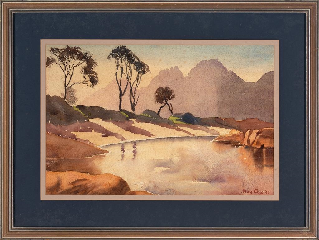 Ray Cox | River & Mountain scene (1949) | MutualArt