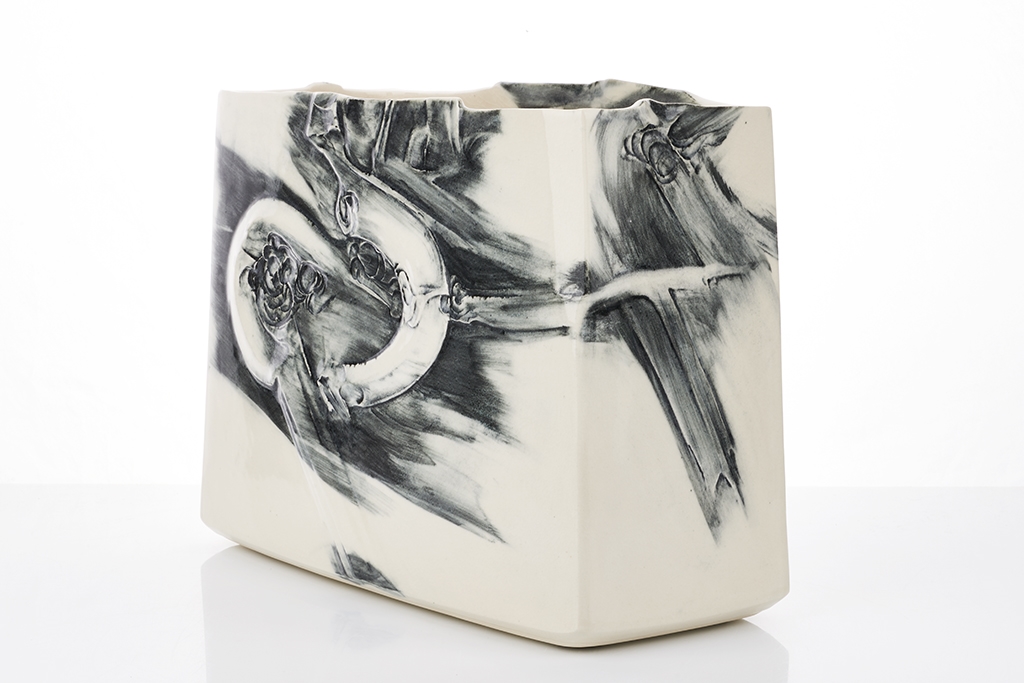 Artwork by Hiroe Swen, Large Pot Vase, Made of slab built stoneware with bevelled edge, off-white gloss glaze