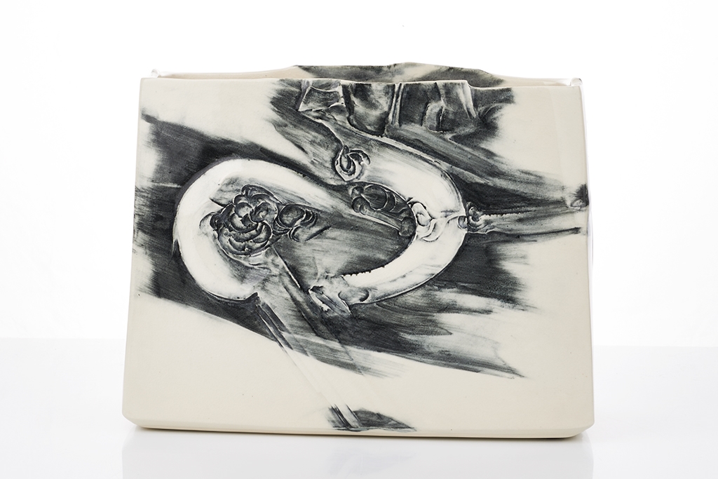 Artwork by Hiroe Swen, Large Pot Vase, Made of slab built stoneware with bevelled edge, off-white gloss glaze