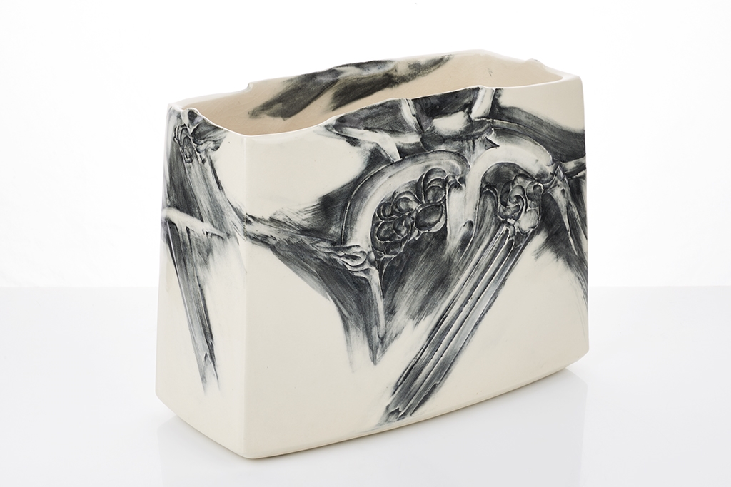 Artwork by Hiroe Swen, Large Pot Vase, Made of slab built stoneware with bevelled edge, off-white gloss glaze