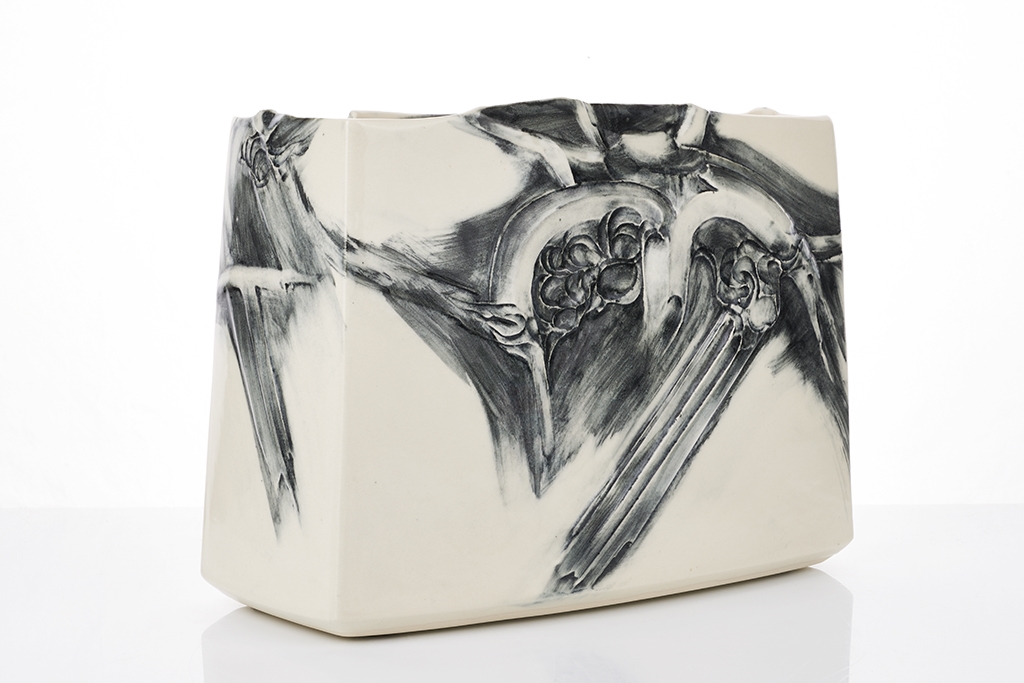 Artwork by Hiroe Swen, Large Pot Vase, Made of slab built stoneware with bevelled edge, off-white gloss glaze