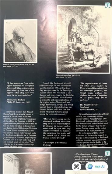 Amand Durant after Rembrandt Etching by Amand Durand