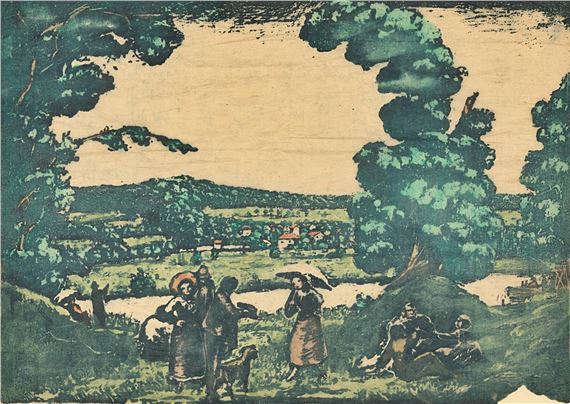PIKNIK NA BŘEHU ŘÍČKY by Willi Nowak, kolem 1920