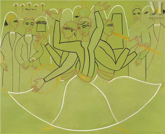 Les derviches by Abdelaziz Gorgi, Painted circa 1970