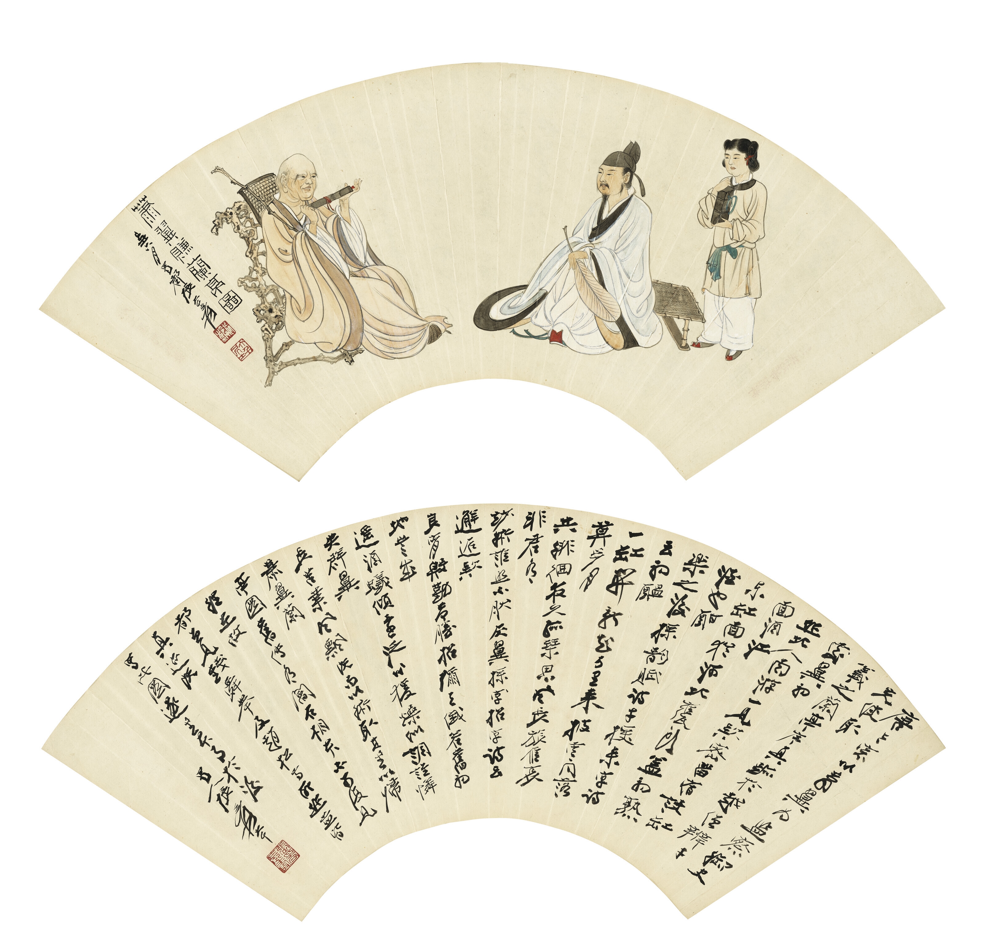 Artwork by Zhang Daqian, Stealing the Lanting Manuscript by Trickery, Made of ink on paper