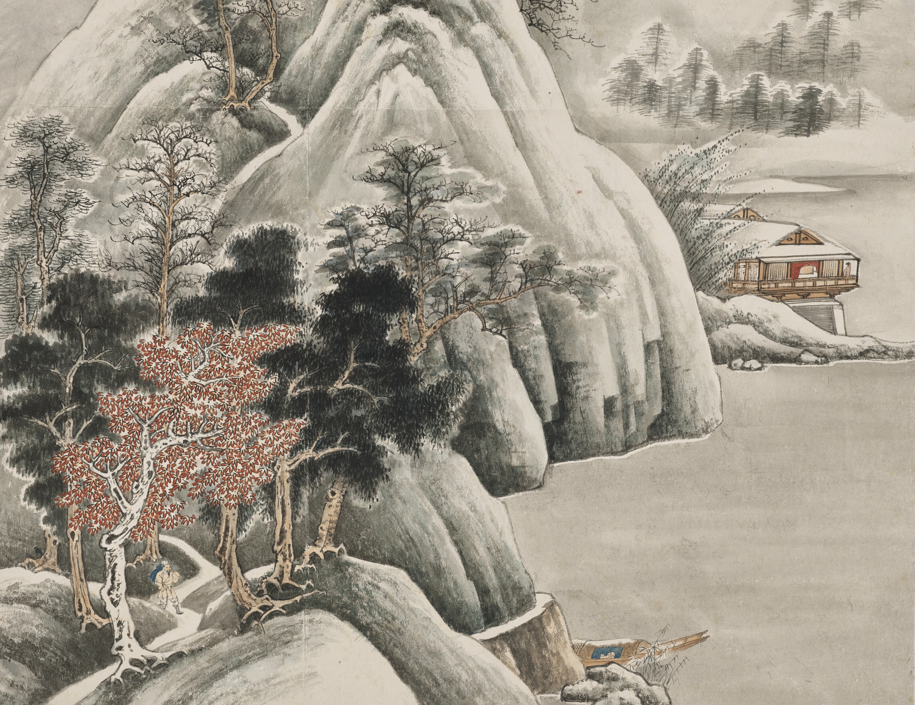 Artwork by Zhang Daqian, Heavy Snow on a Mountain Pass, Made of ink and colour on paper
