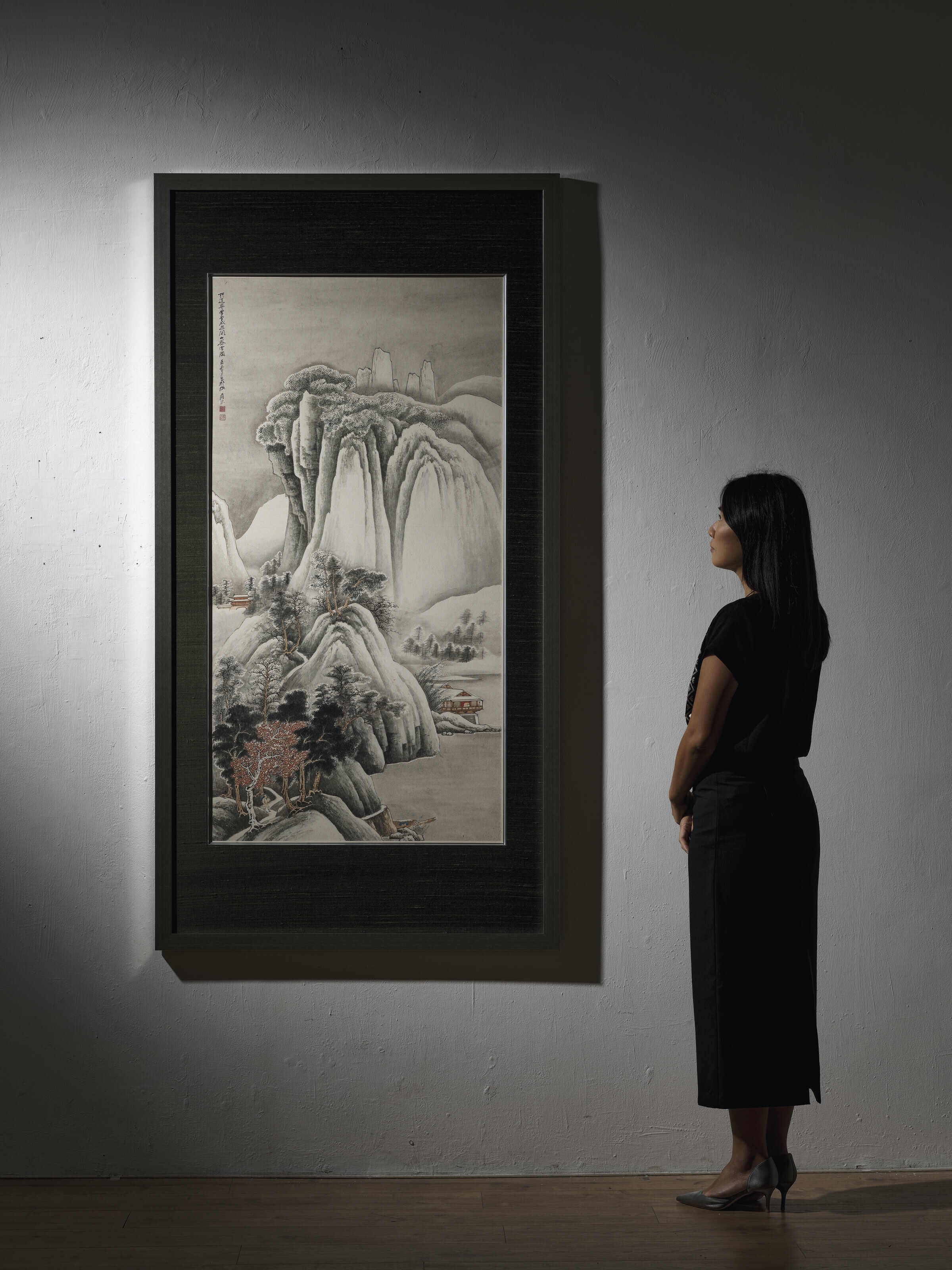 Artwork by Zhang Daqian, Heavy Snow on a Mountain Pass, Made of ink and colour on paper