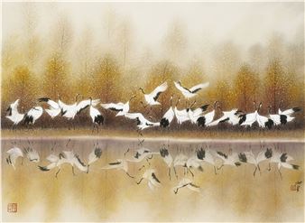 Autumn Cranes - Lin Hukui