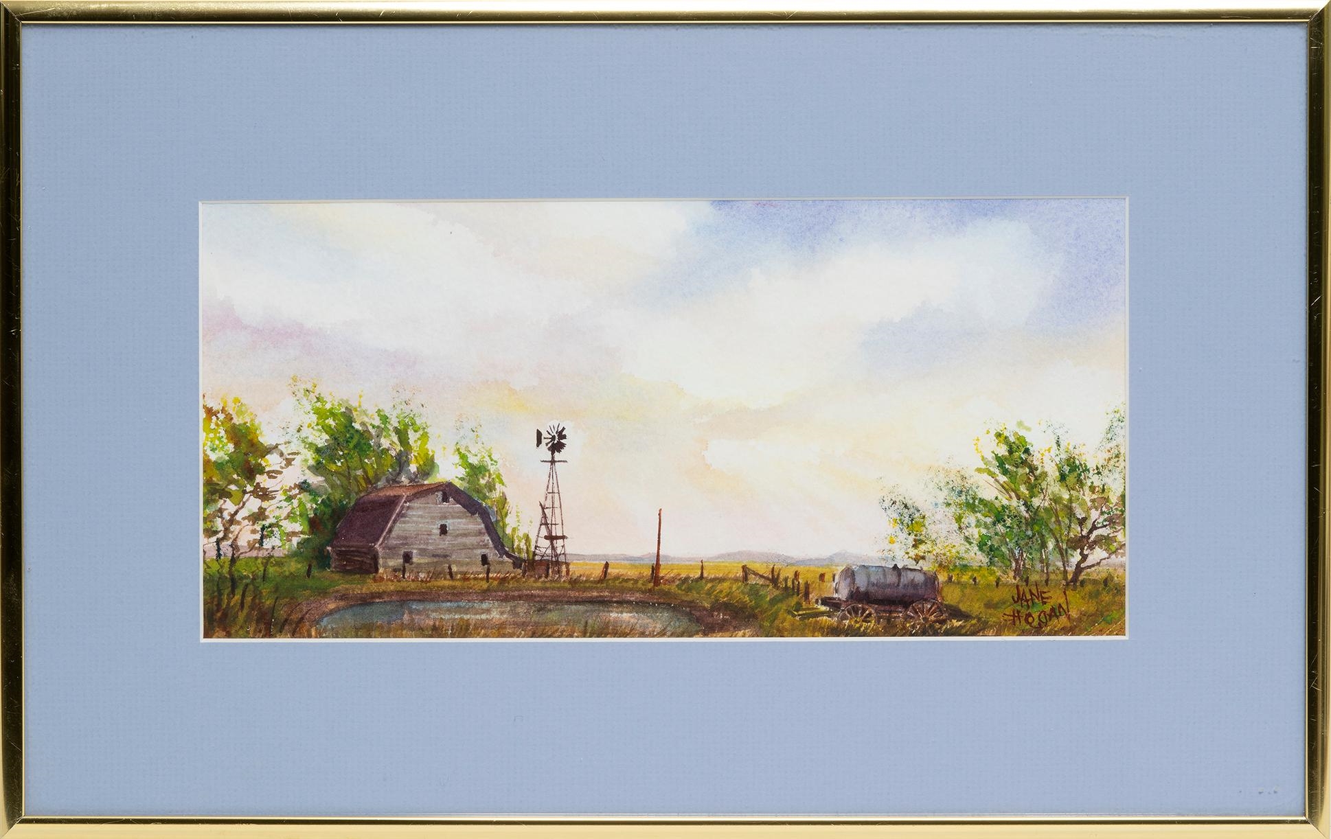Artwork by Jan Hogan, Untitled - The Old Barn, Made of Watercolour on paper