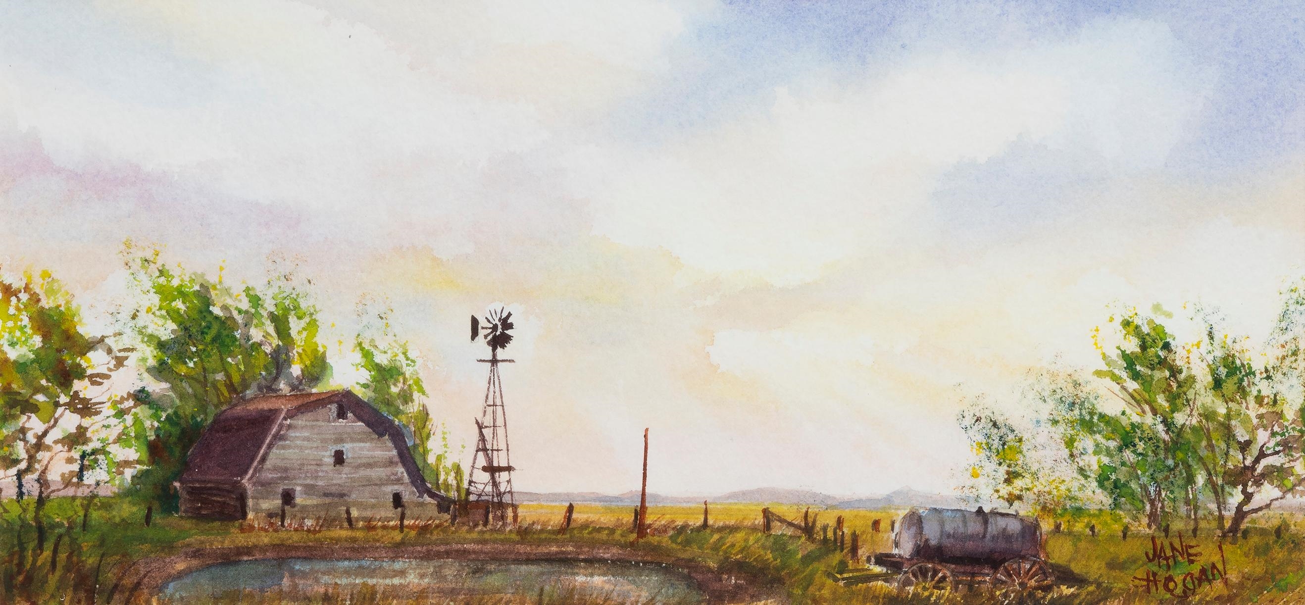 Artwork by Jan Hogan, Untitled - The Old Barn, Made of Watercolour on paper